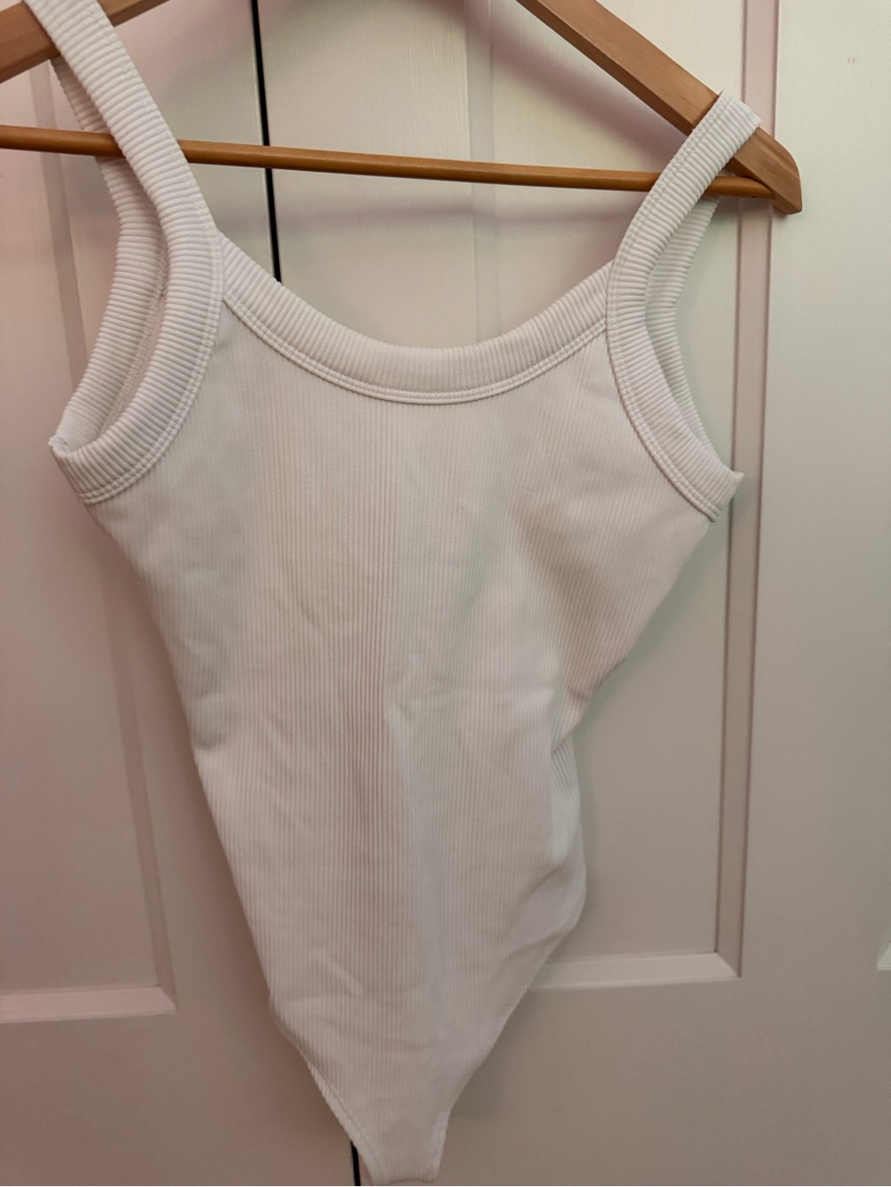 wild fable White Ribbed Square-Neck Bodysuit
